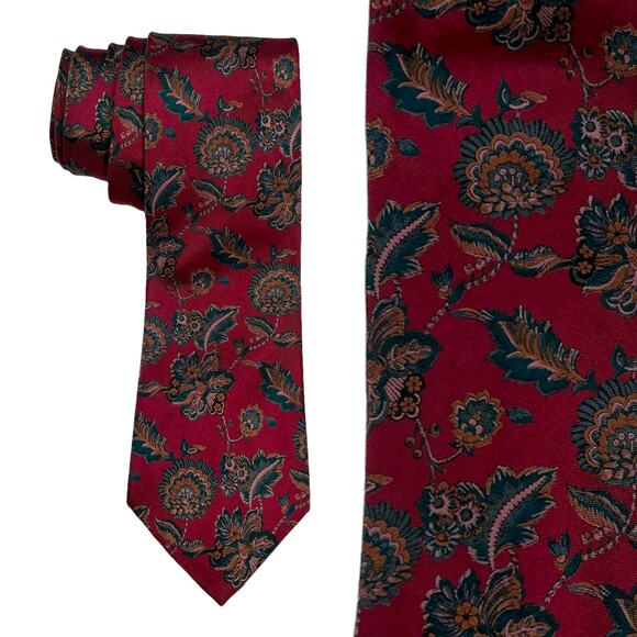 Alexander Cross Ltd. Neck Tie Red Floral All Silk Men's Suit Accessories Formal - Picture 1 of 9